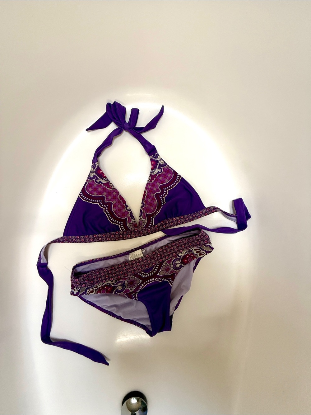 Prana Purple Paisley Halter Bikini Top and Bottom - Size M